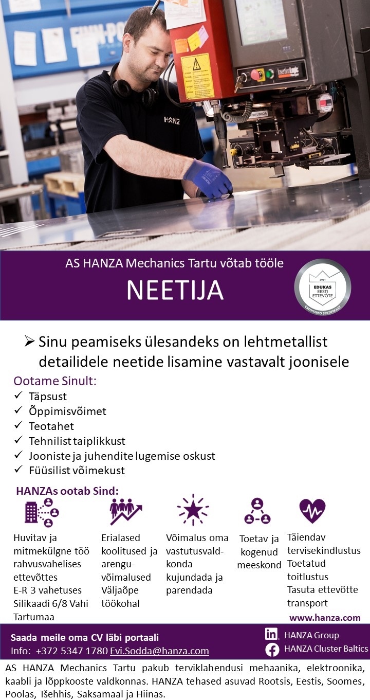 HANZA Mechanics Tartu AS Neetija