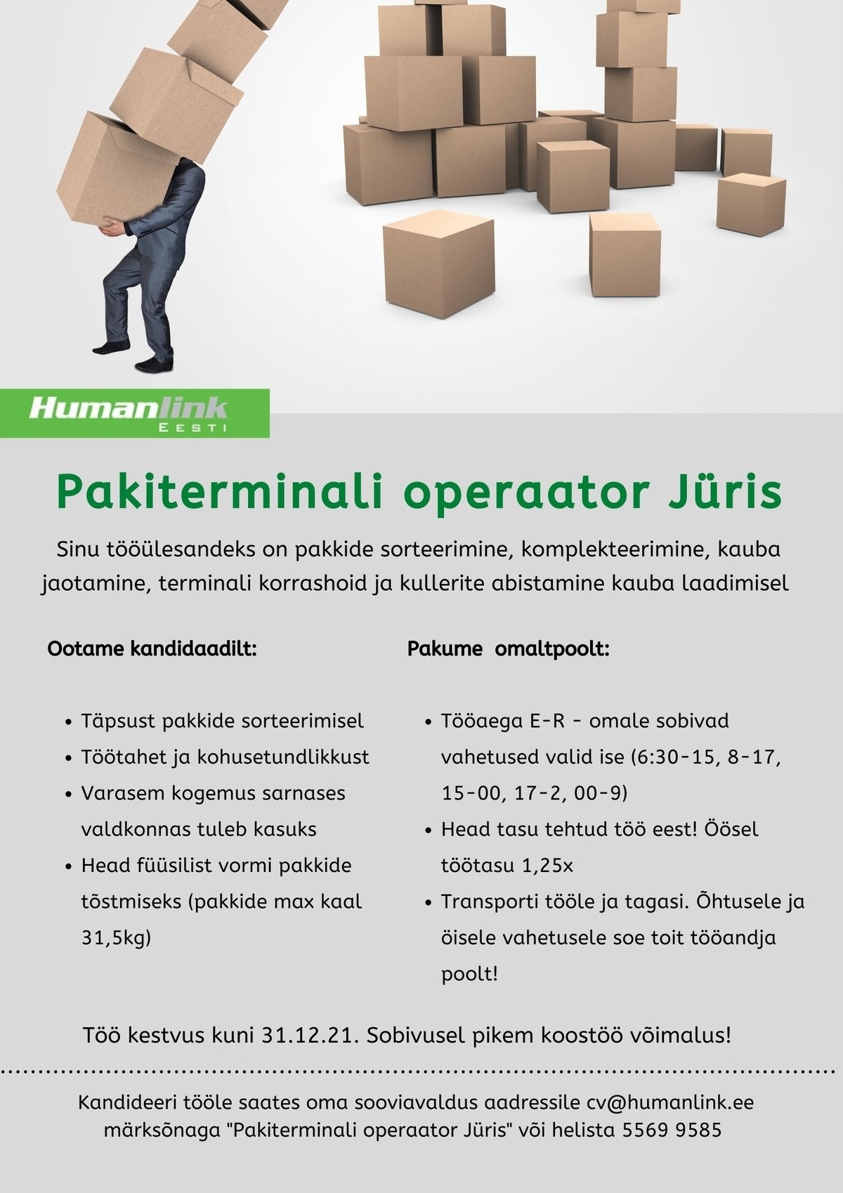 Humanlink Estonia OÜ Pakiterminali operaator Jüris!