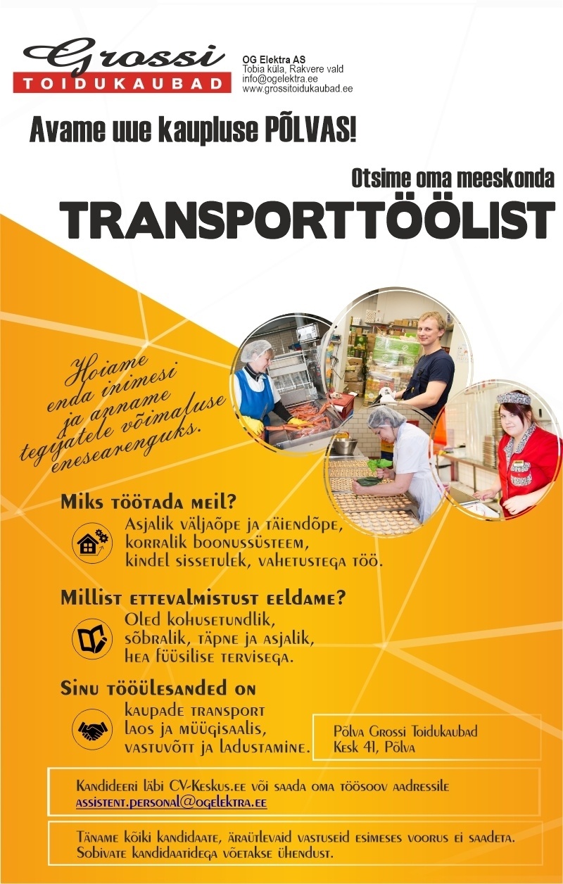 OG Elektra AS Transporttööline (UUS kauplus Põlvas)