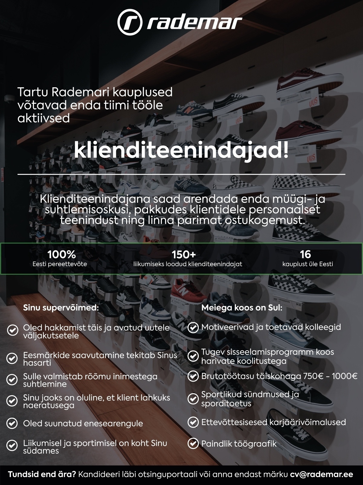 OÜ Rademar Aktiivne klienditeenindaja Tartu Rademari kauplustesse