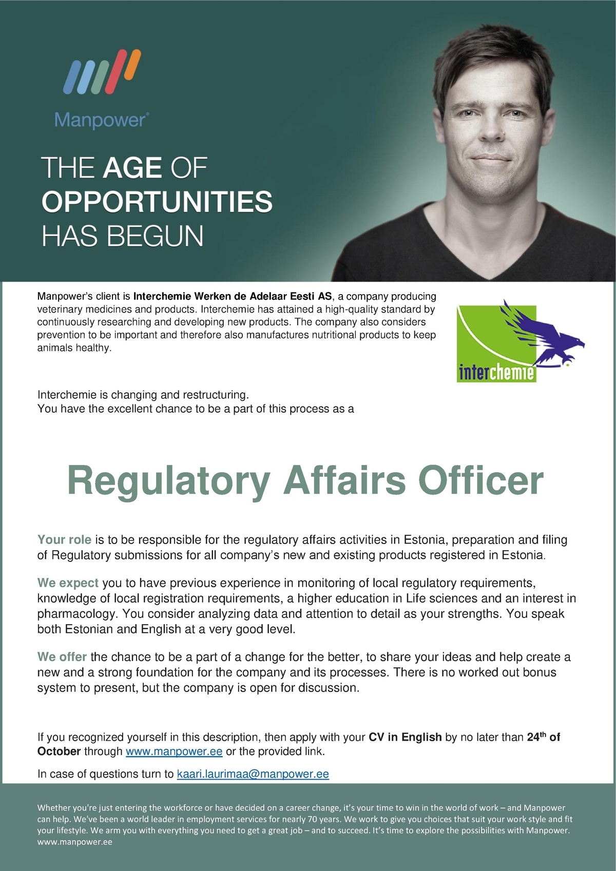 Manpower OÜ Regulatory Affairs Officer