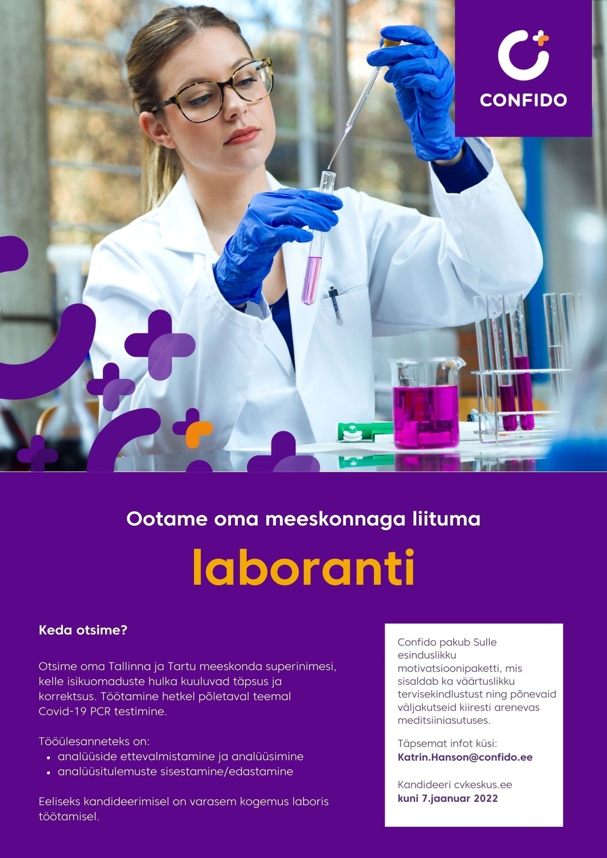 CV Keskus Tööpakkumine Laborant, 2021-12-28