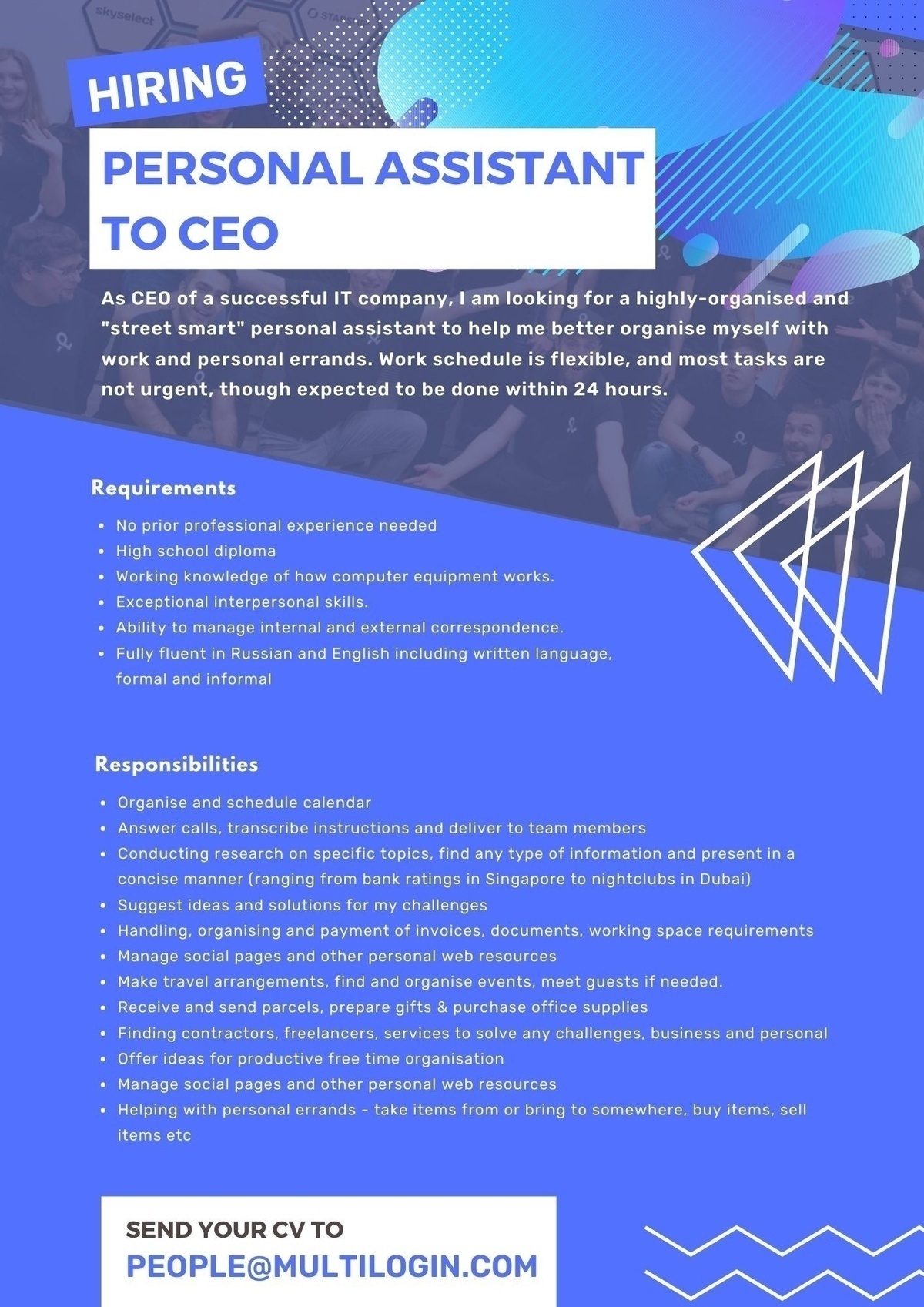 Multilogin Software OÜ Personal Assistant to CEO