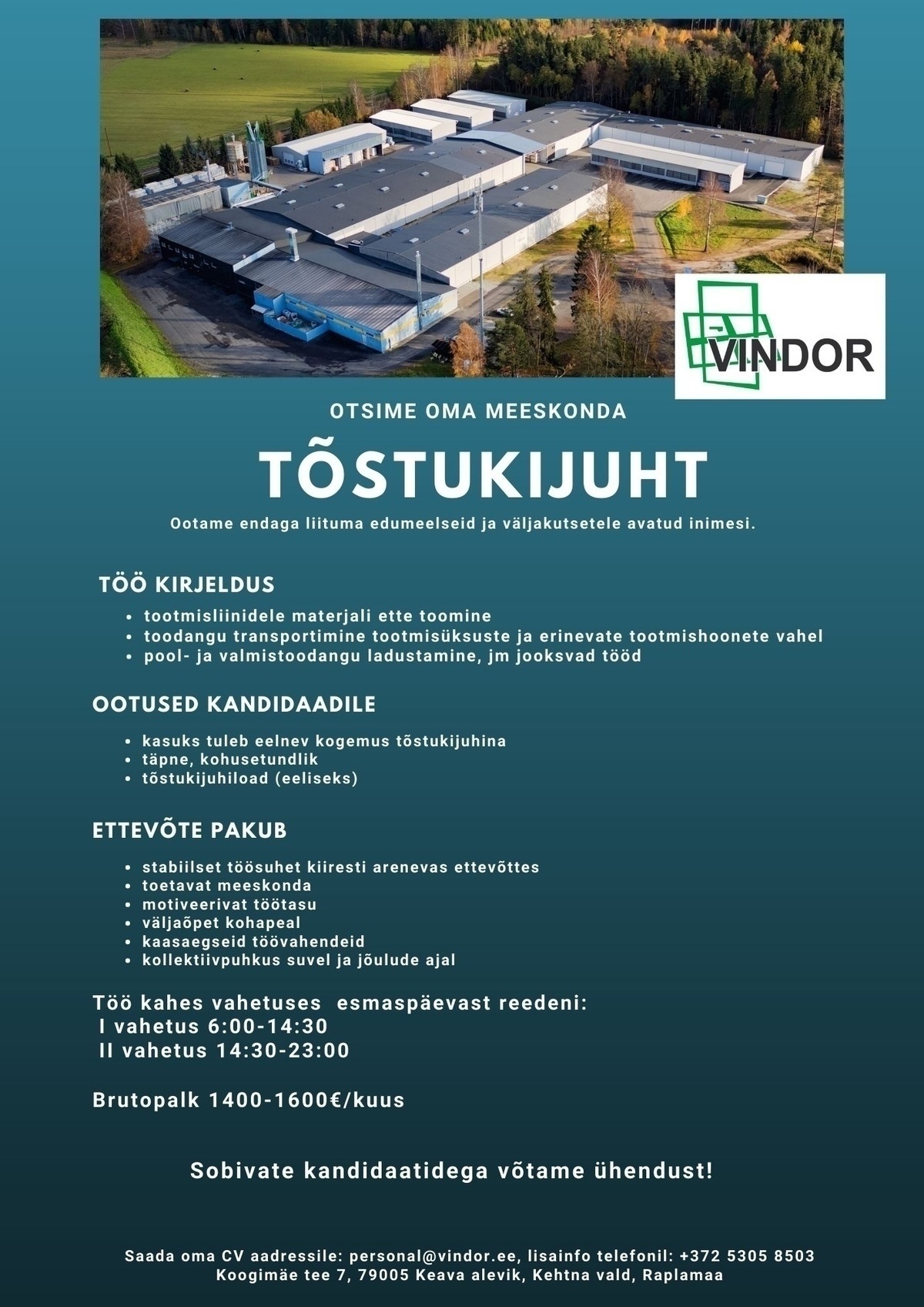 VINDOR OÜ Tõstukijuht