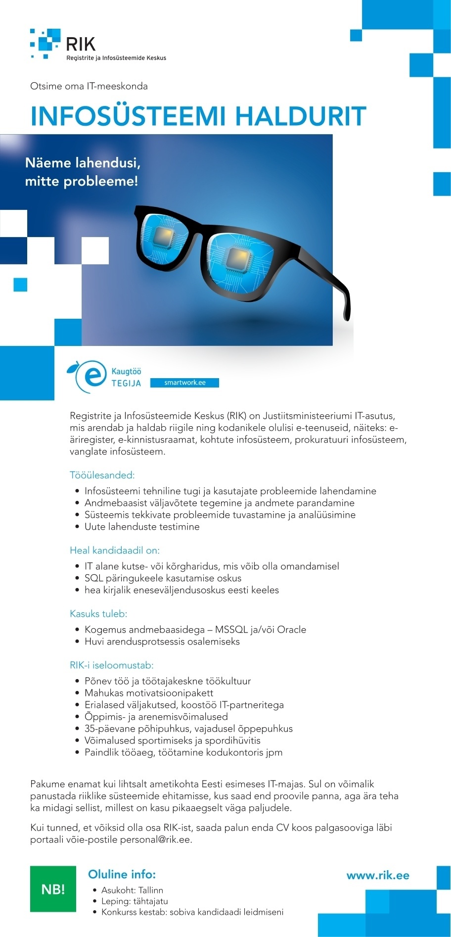 Registrite ja Infosüsteemide Keskus Infosüsteemi haldur (E-Toimik)