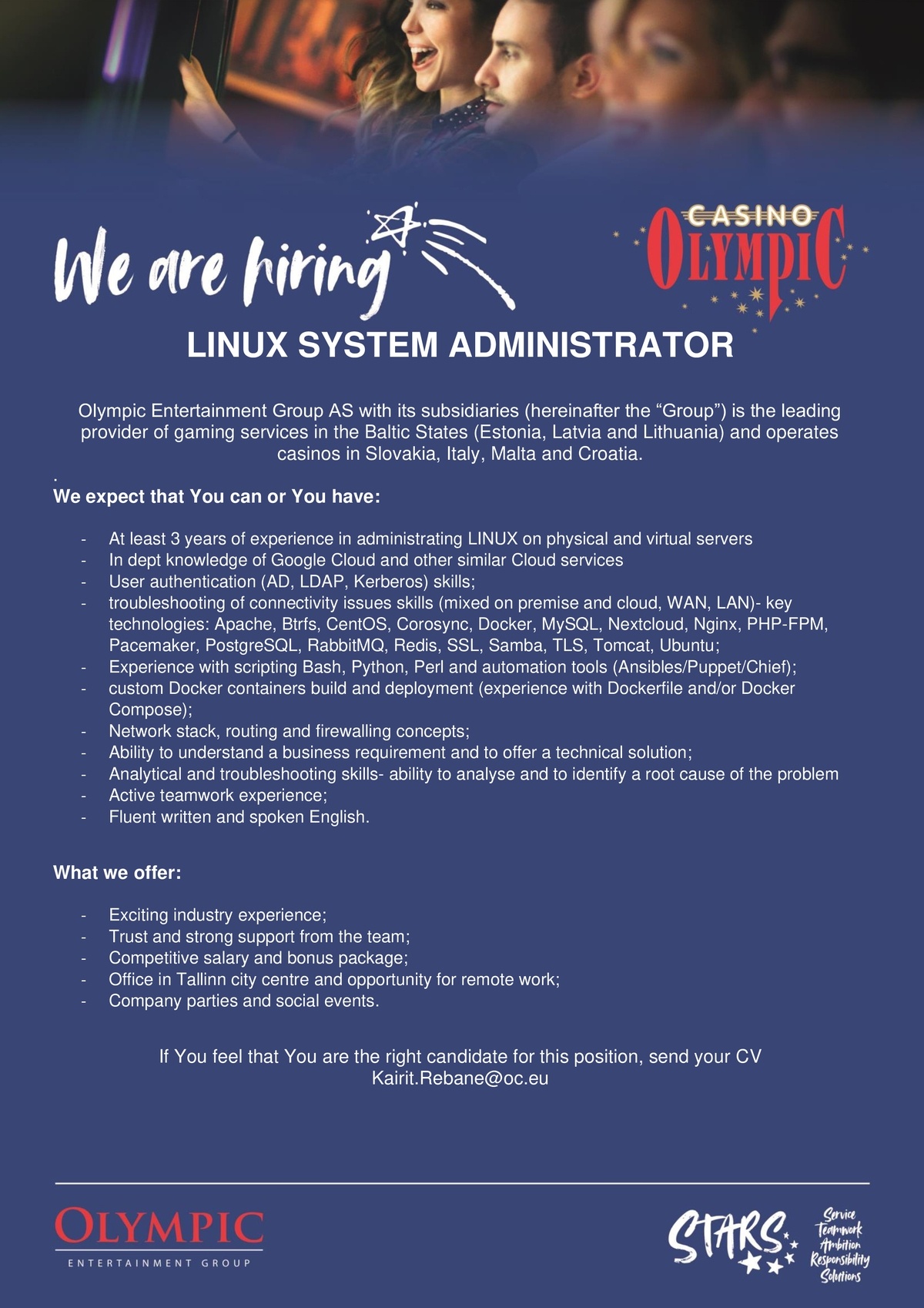 Olympic Entertainment Group AS Linux System Administrator