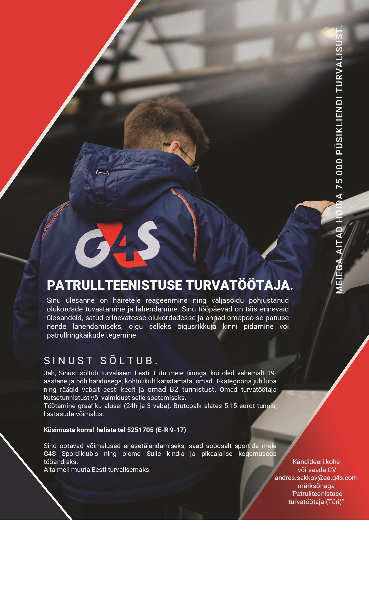 AS G4S Eesti Patrullteenistuse turvatöötaja (Türi)