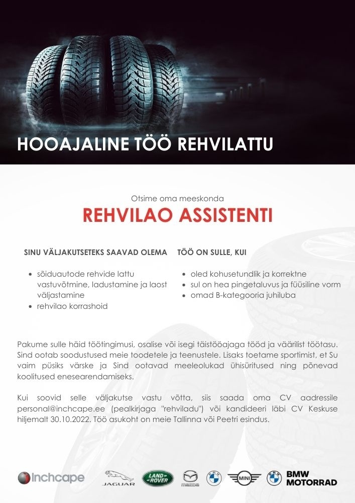 Inchcape Motors Estonia OÜ Rehvilao assistent