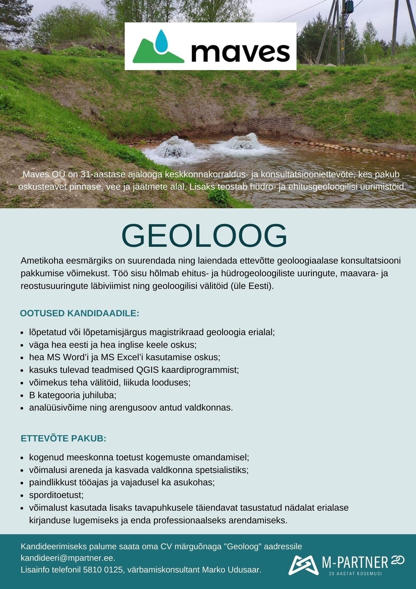 M-Partner HR OÜ Geoloog