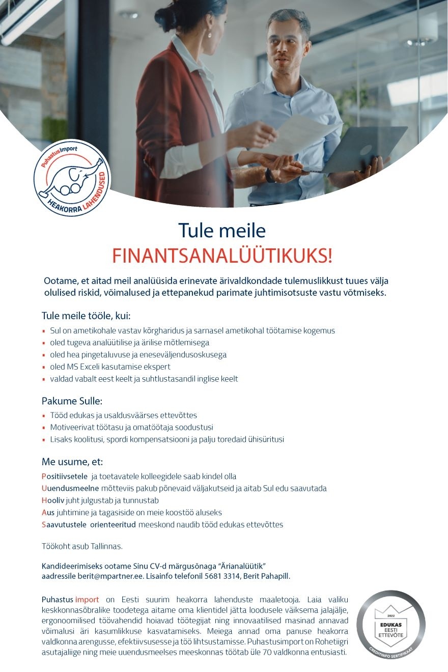 M-Partner HR OÜ Finantsanalüütik