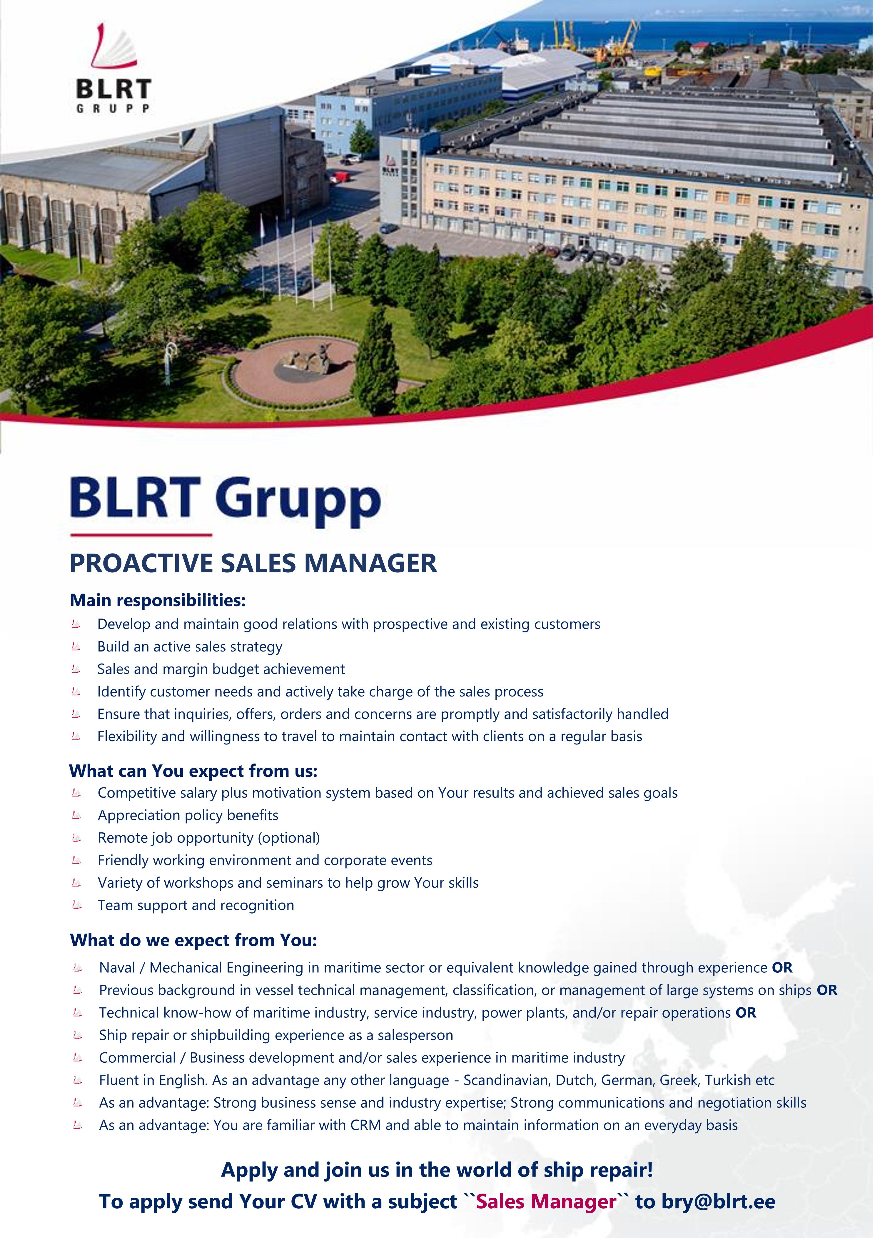 BLRT Grupp Proactive sales manager
