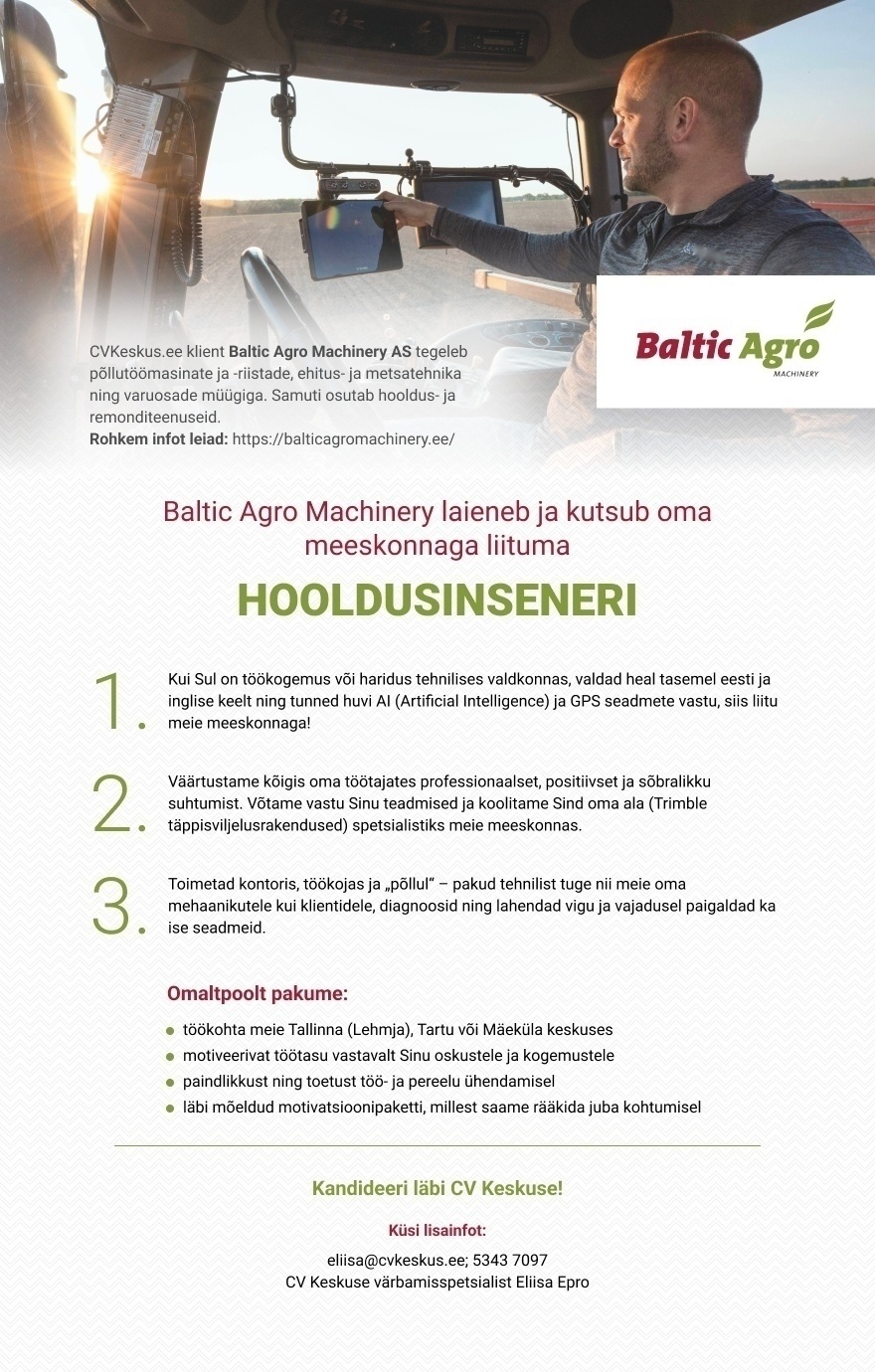 Baltic Agro Machinery AS  HOOLDUSINSENER