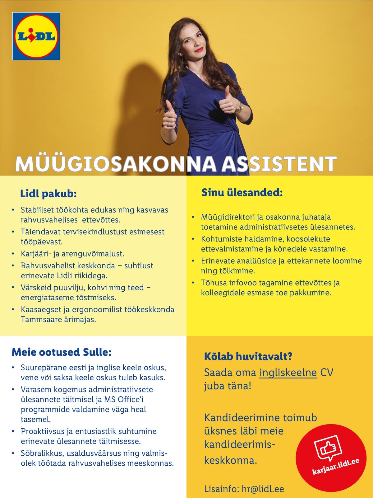 Lidl Eesti OÜ Müügiosakonna assistent