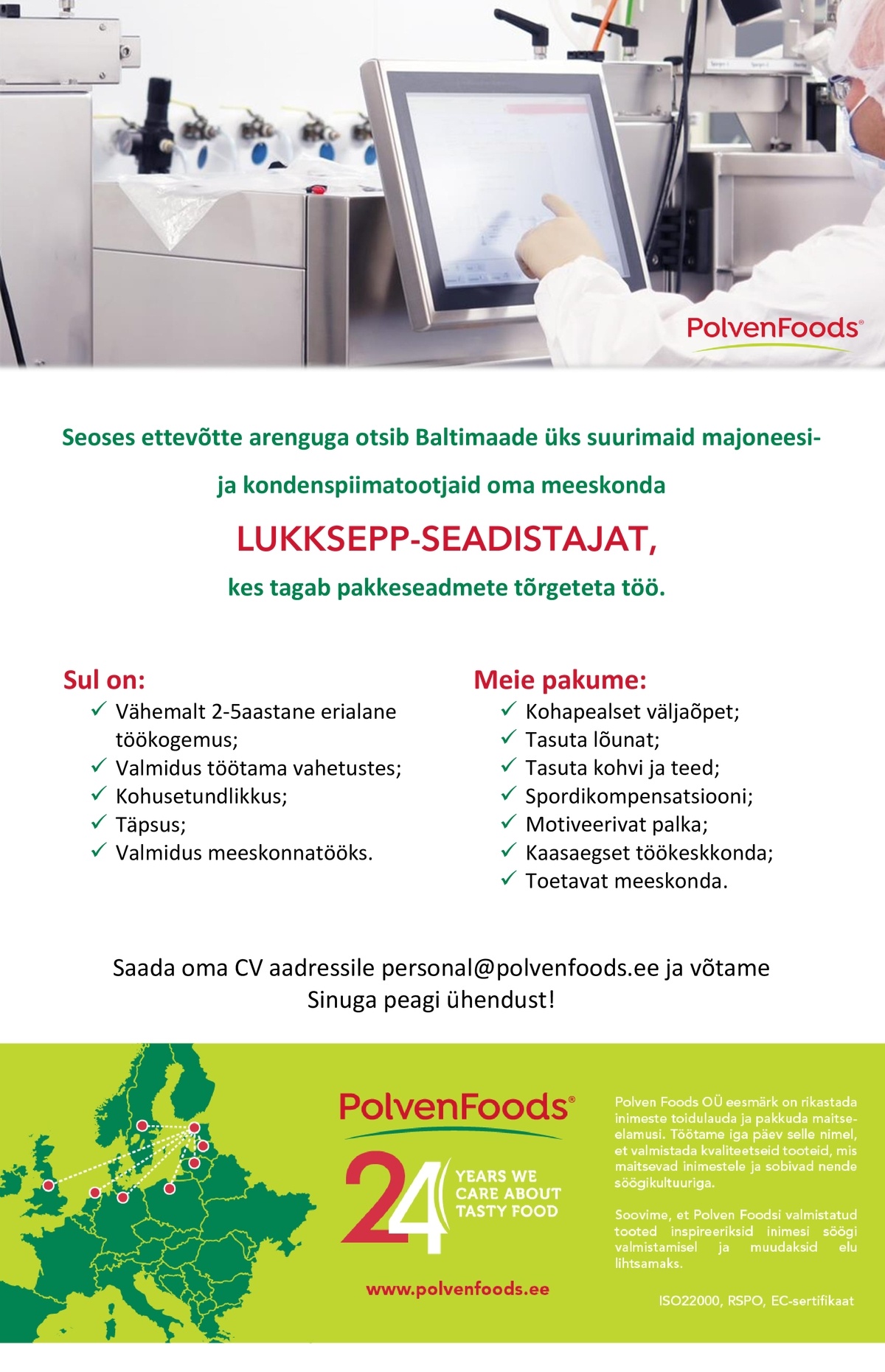 Polven Foods OÜ Lukksepp-seadistaja