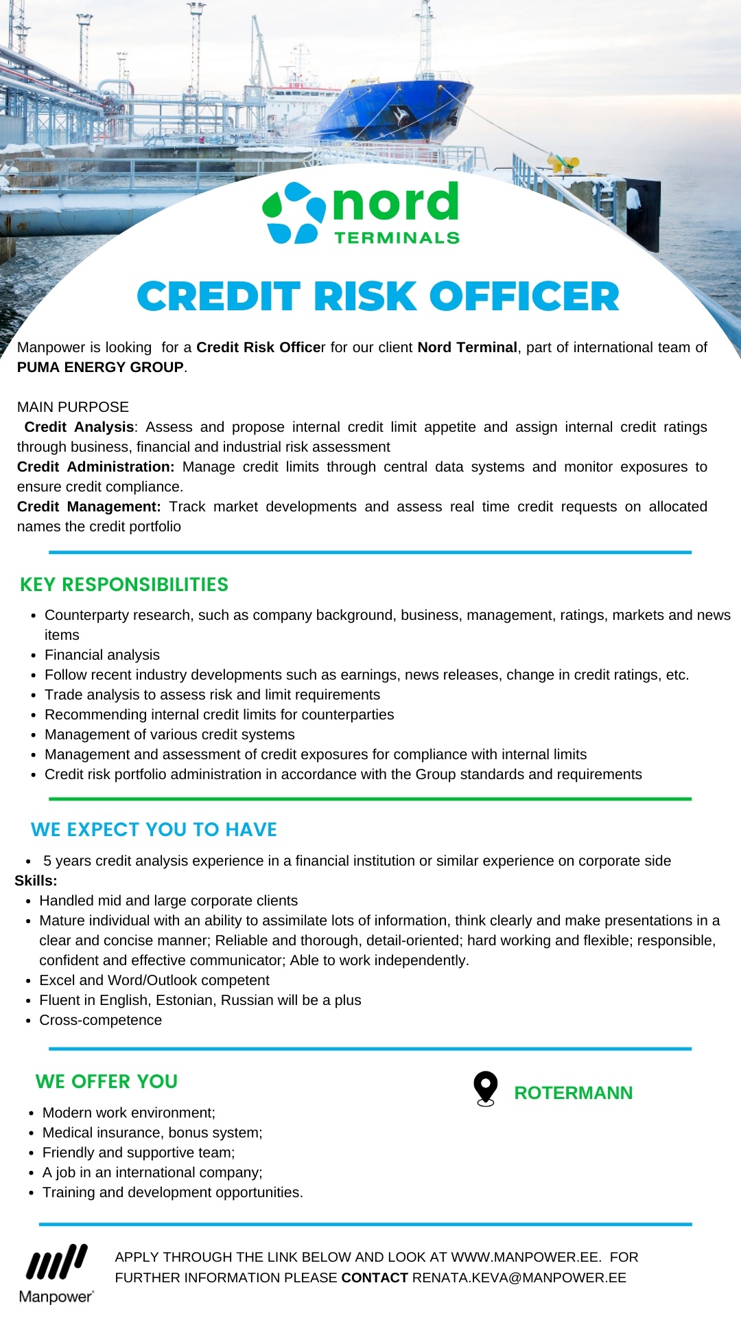 Manpower OÜ CREDIT RISK OFFICER