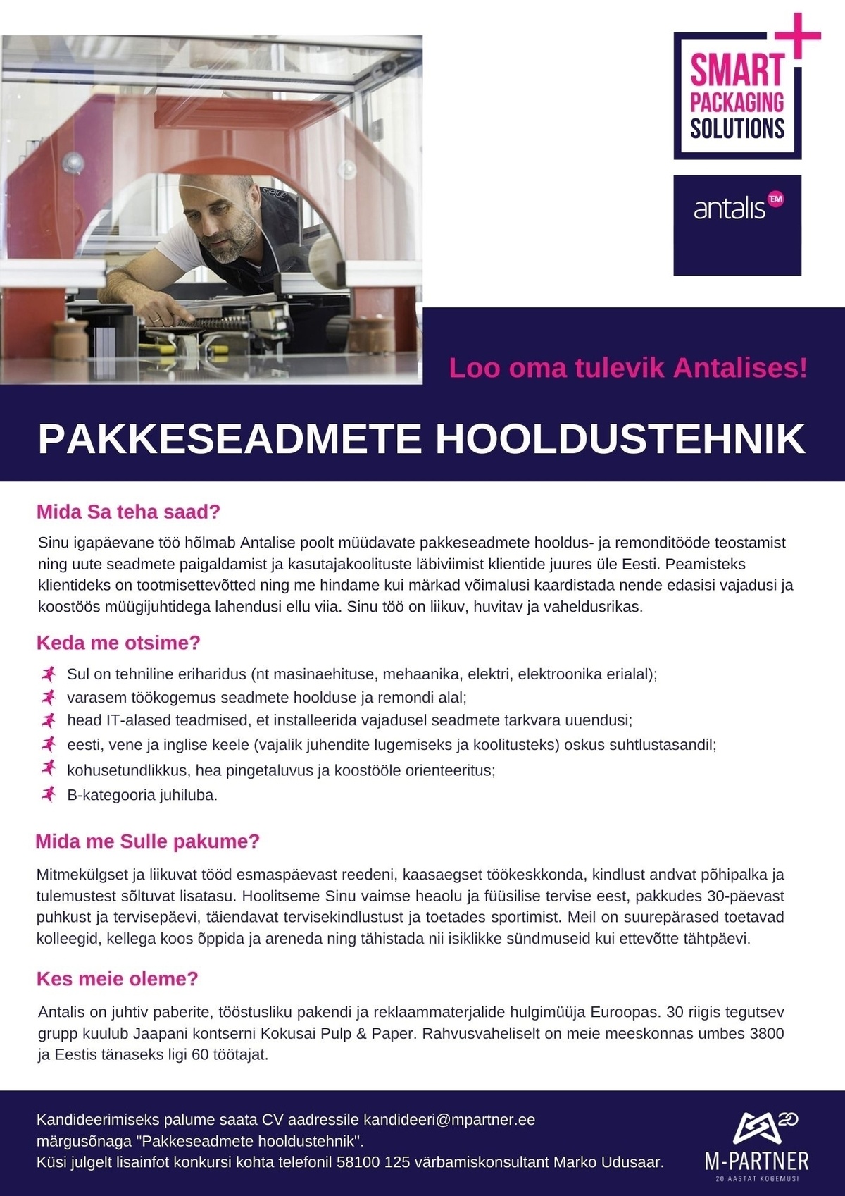 M-Partner HR OÜ Pakkeseadmete hooldustehnik