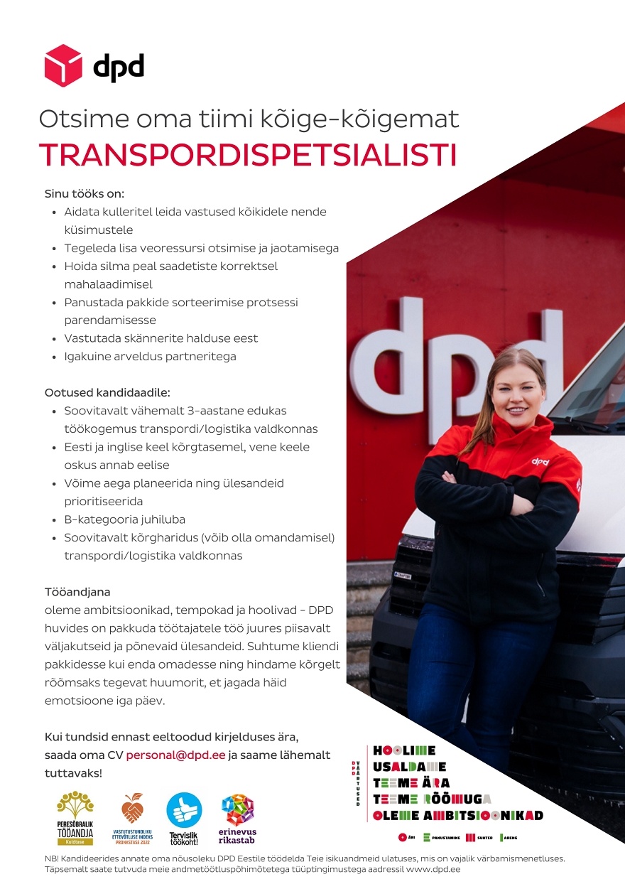 DPD Eesti AS Transpordispetsialist