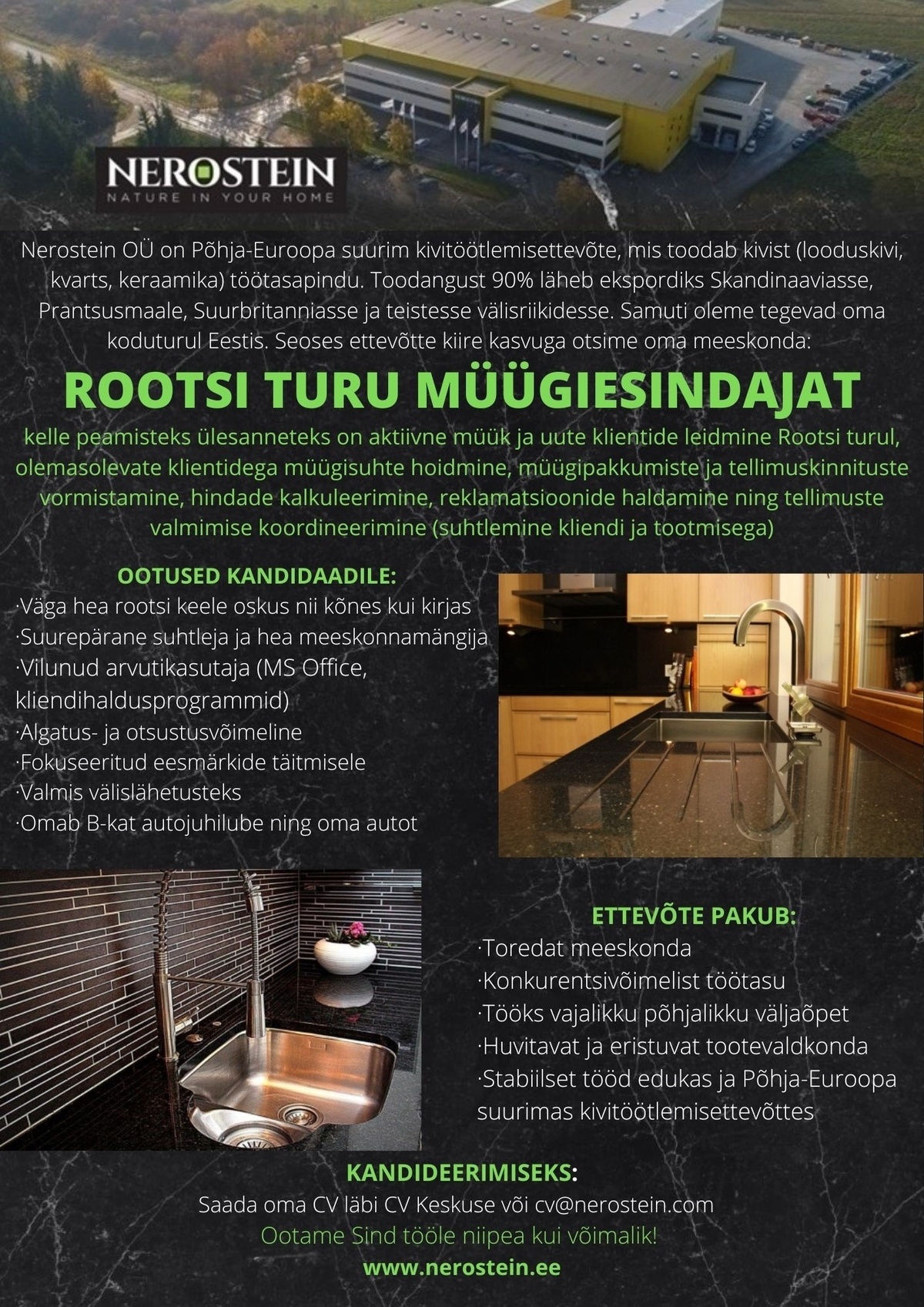 NEROSTEIN OÜ Rootsi turu müügiesindaja