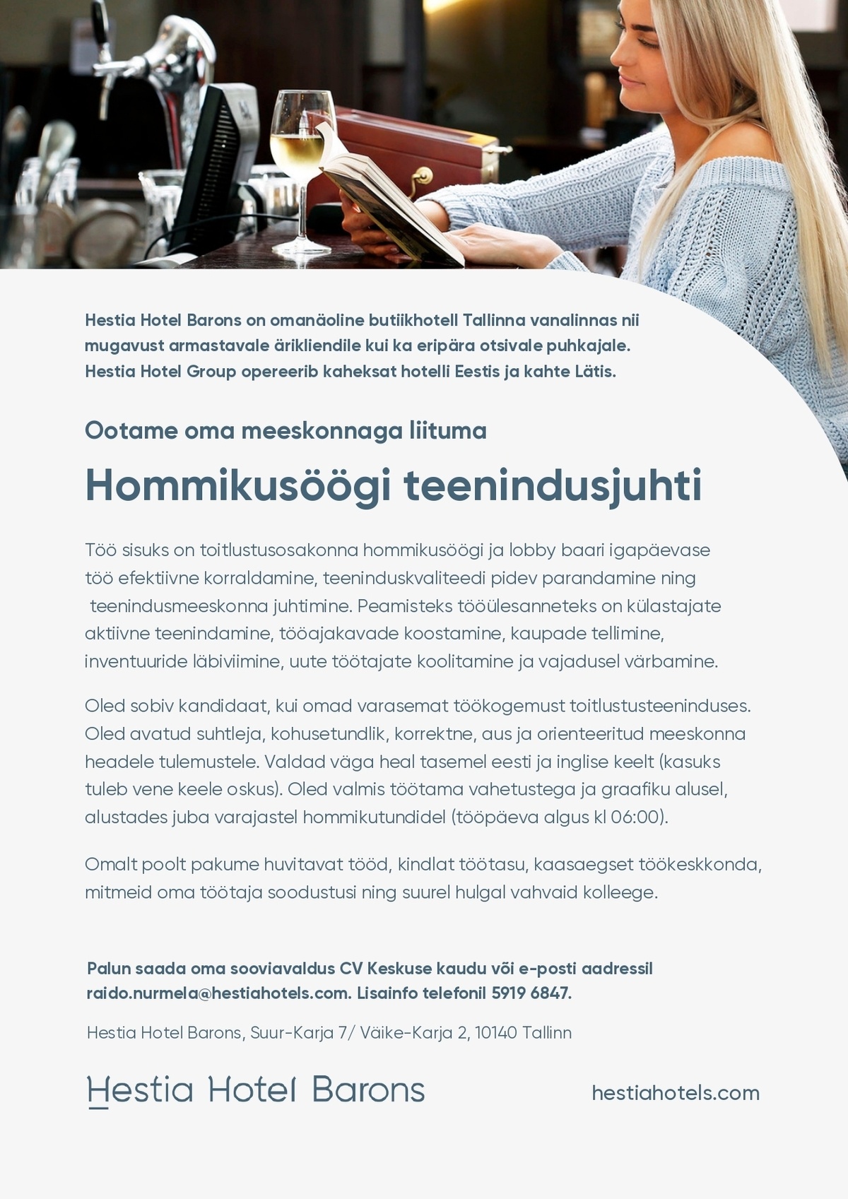 Hestia Hotel Barons Hommikusöögi teenindusjuht (Hestia Hotel Barons)