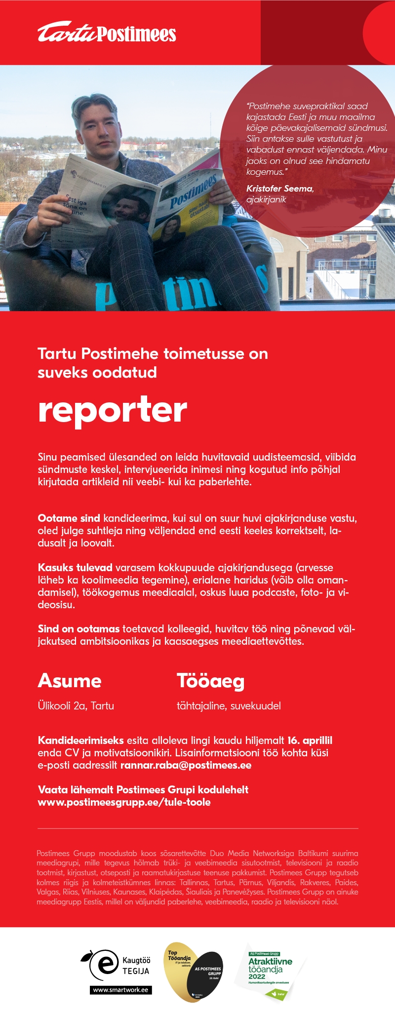 Postimees Grupp Tartu Postimehe suvereporter