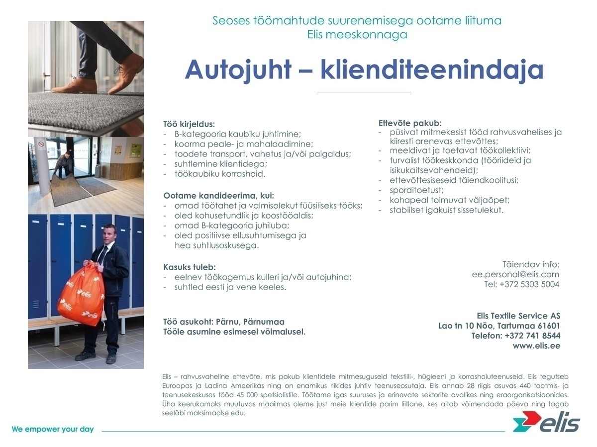 Elis Textile Service AS Autojuht-klienditeenindaja