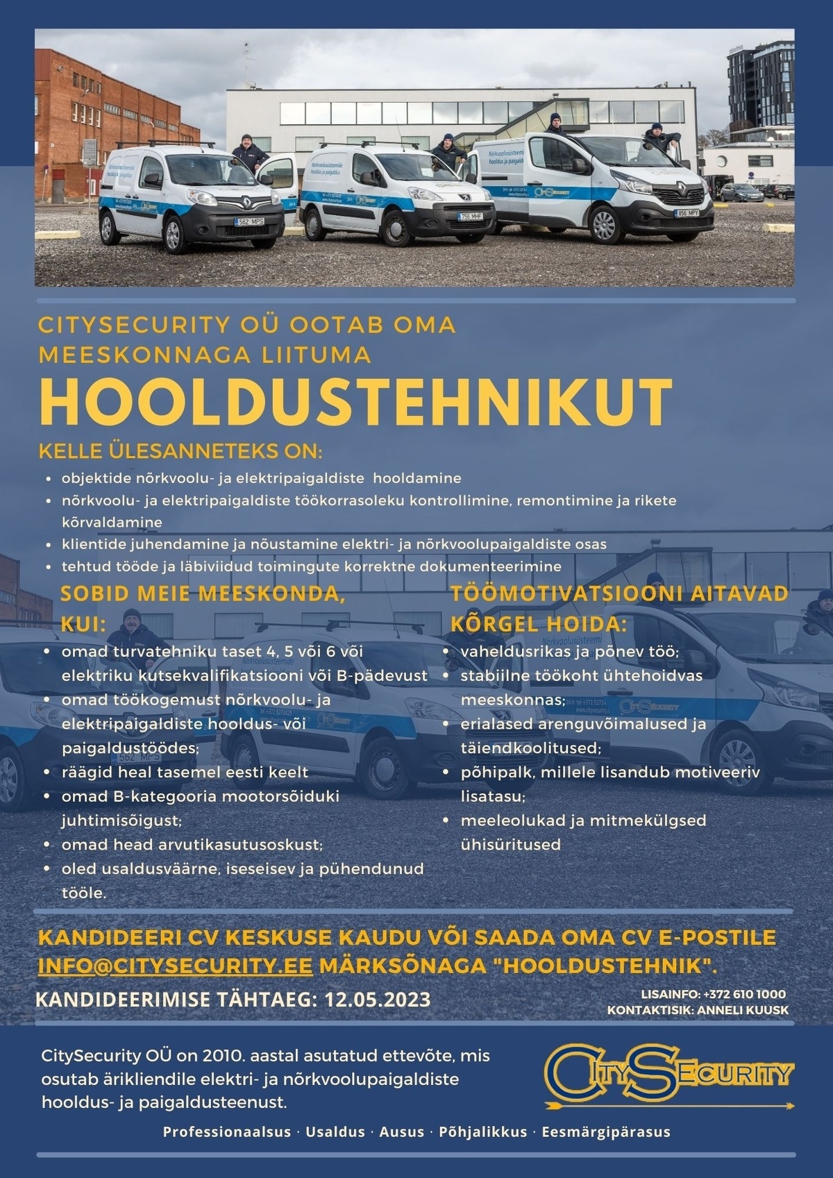 CITYSECURITY OÜ Hooldustehnik