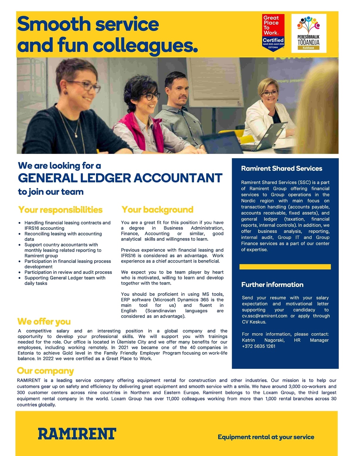 Ramirent Shared Services AS General Ledger Accountant