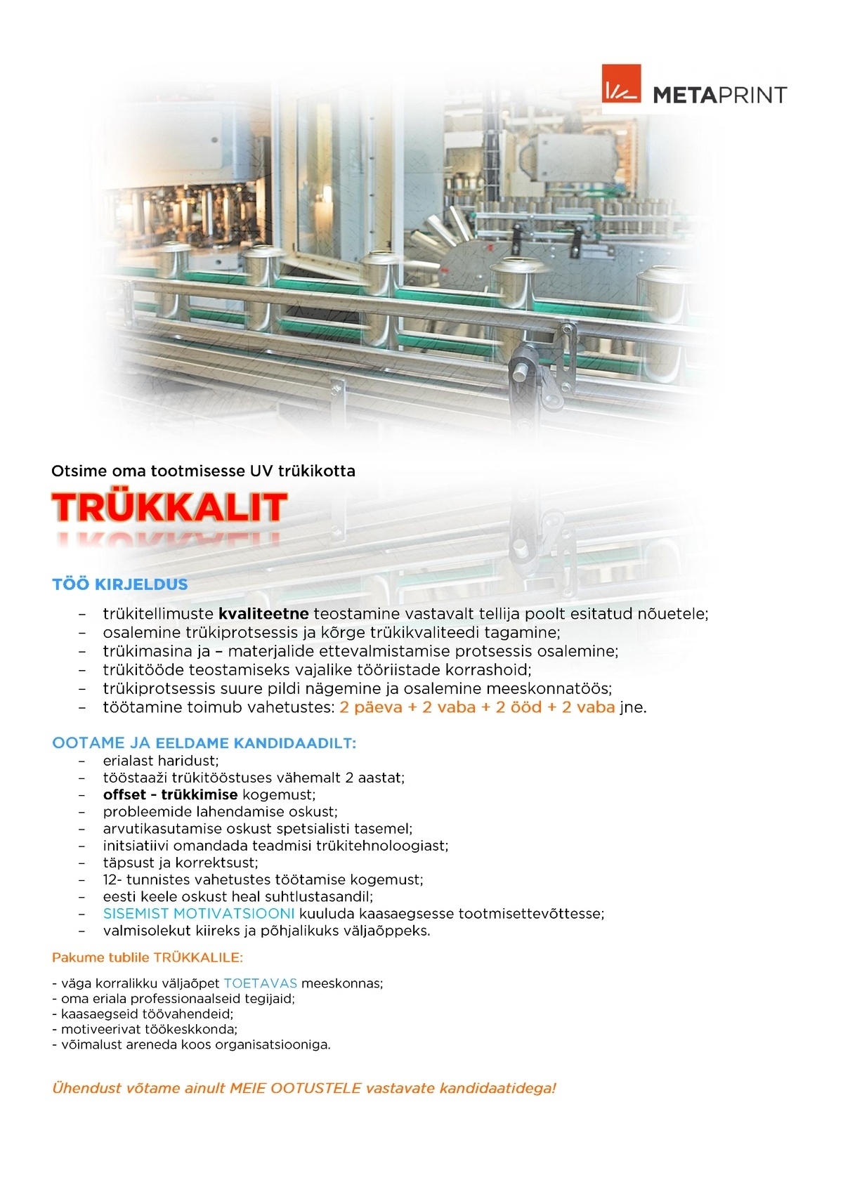 Metaprint AS TRÜKKAL (UV trükikoda)