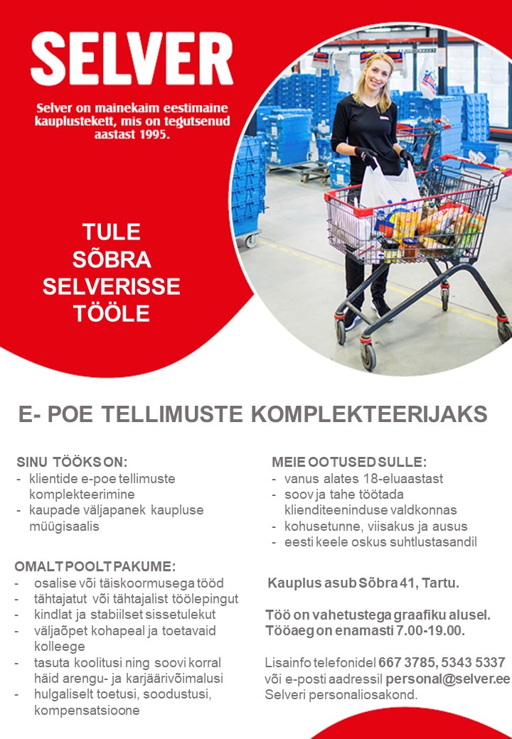 Selver E-poe tellimuste komplekteerija Sõbra Selveris