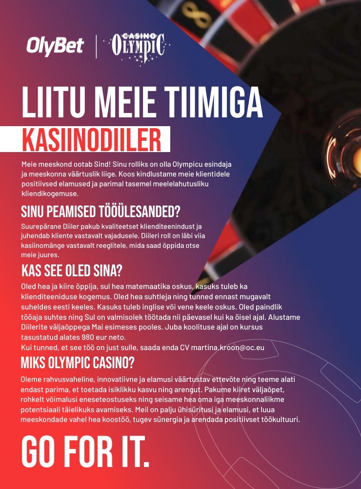 OLYMPIC ENTERTAINMENT GROUP AS Otsime särasilmset kasiinodiilerit Tartusse!