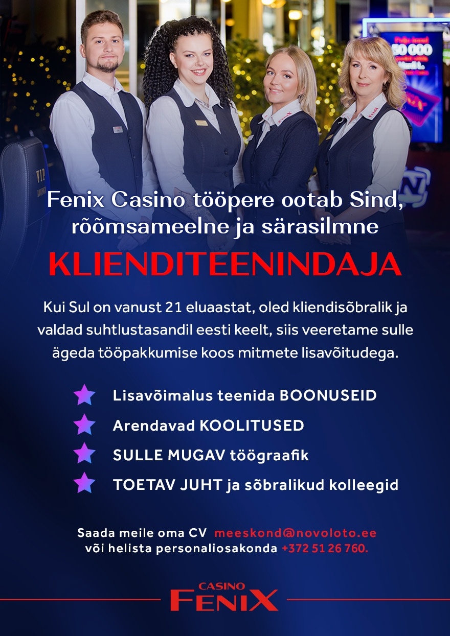 Novoloto OÜ Klienditeenindaja Fenix Casinosse (Mustamäe)