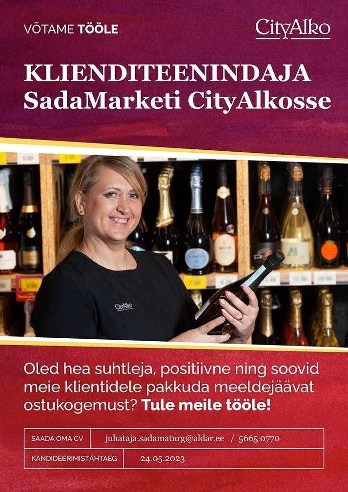 Aldar Eesti OÜ Klienditeenindaja SadaMarketi CityAlkosse