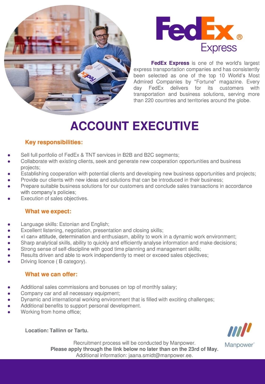 Manpower OÜ ACCOUNT EXECUTIVE