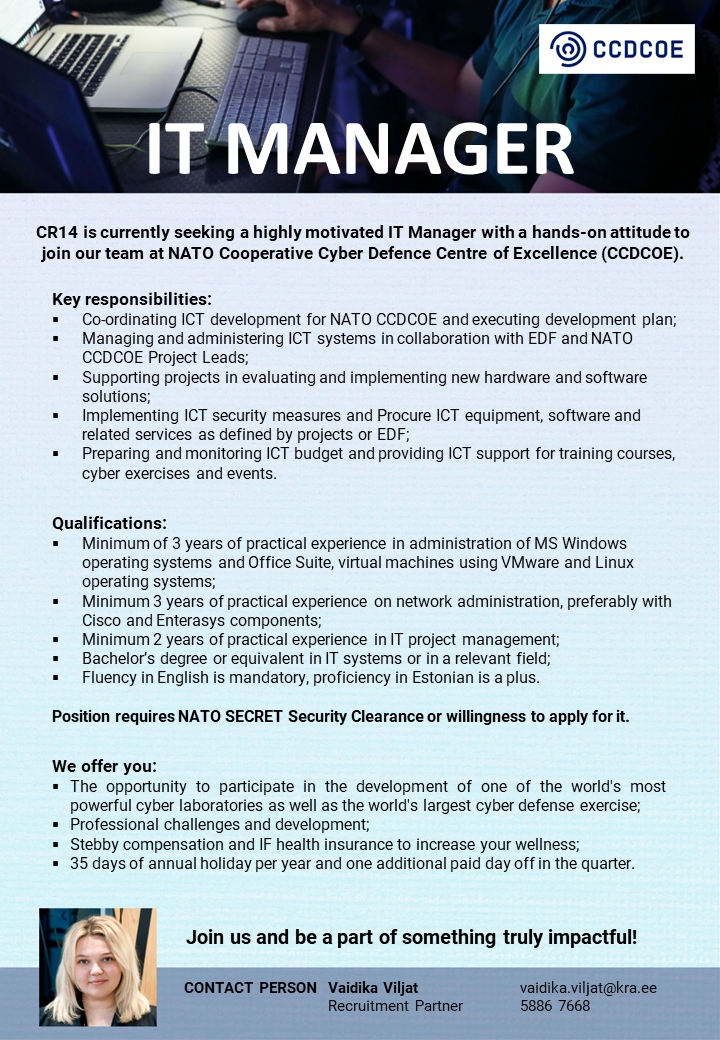 CR14 NATO CCDCOE IT-Manager