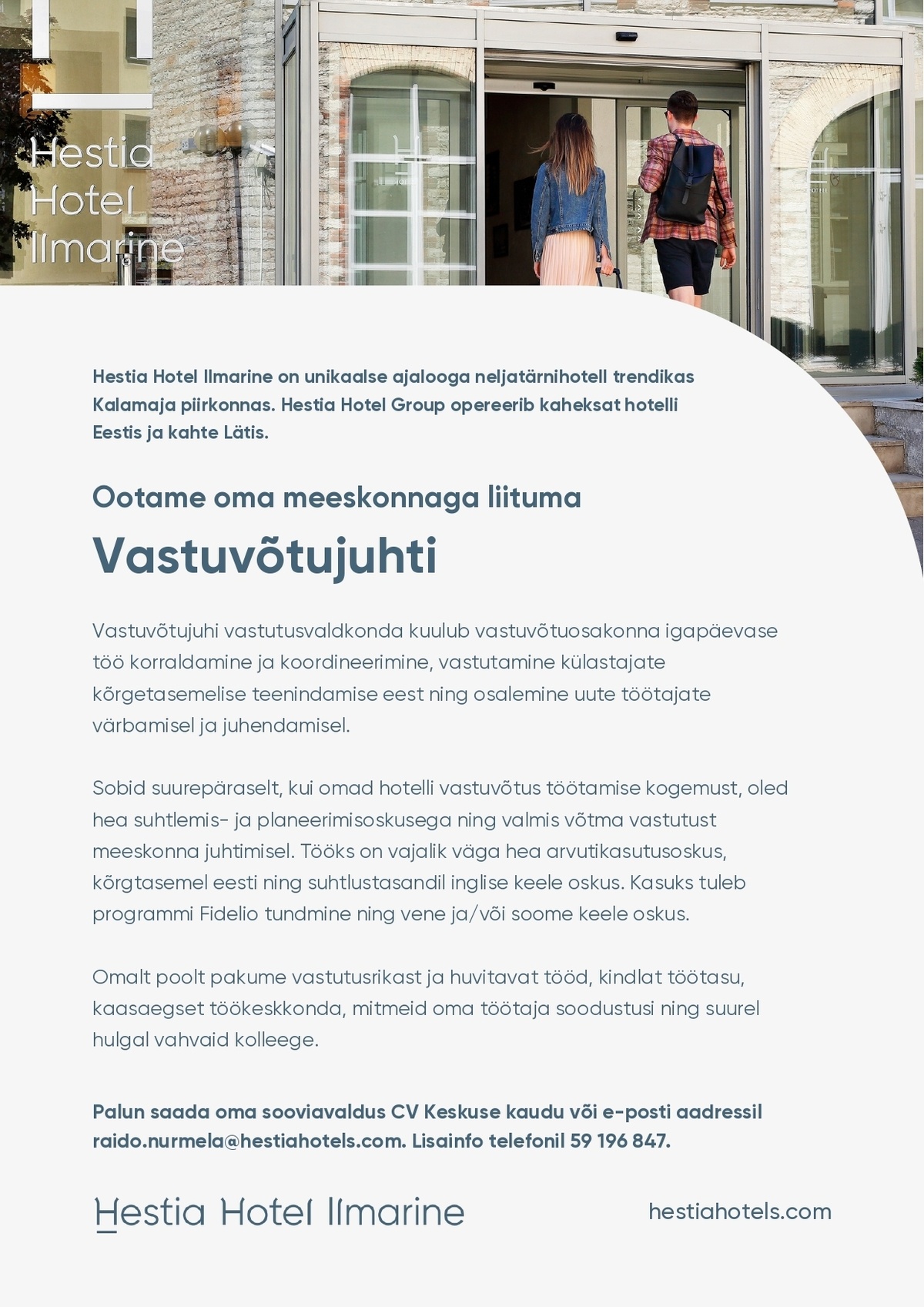 Hestia Hotel Ilmarine Vastuvõtujuht (Hestia Hotel Ilmarine)