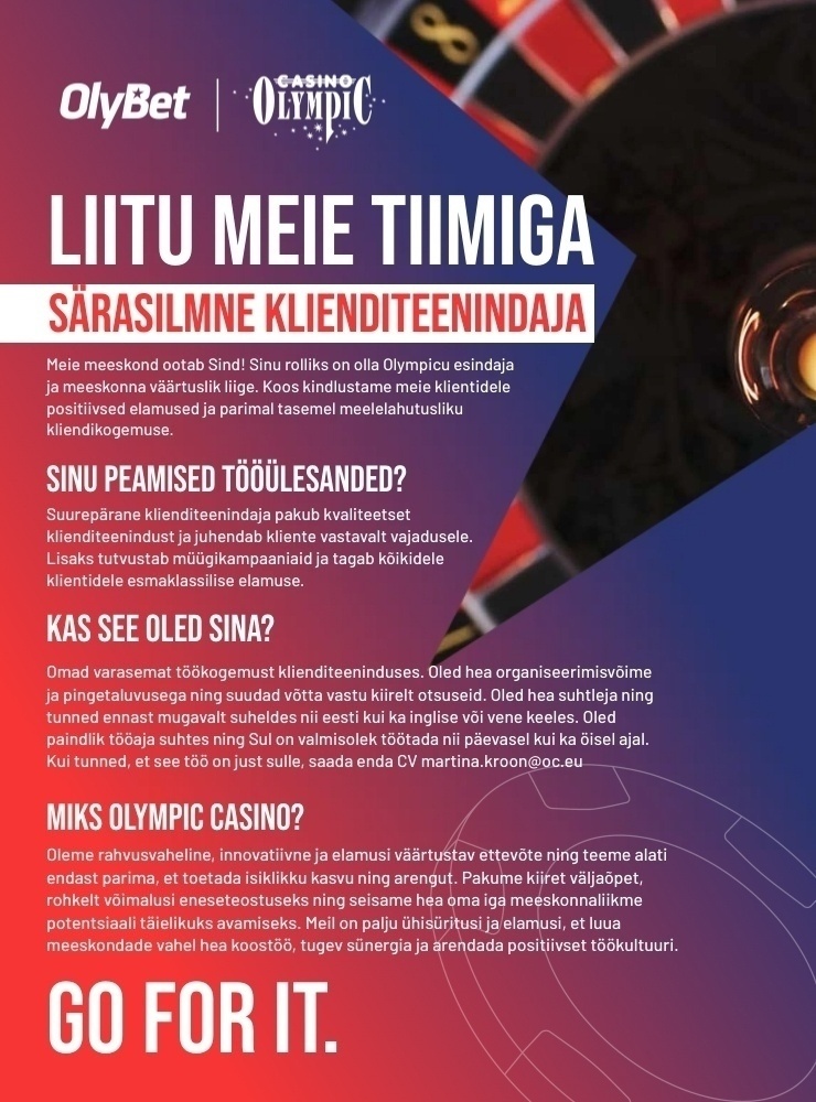 OLYMPIC ENTERTAINMENT GROUP AS Liitu Olympic Casino Lasnamäe Meeskonnaga!