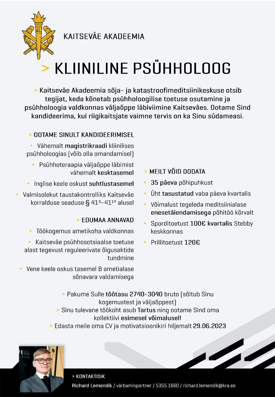 Kaitseväe Akadeemia Kliiniline psühholoog