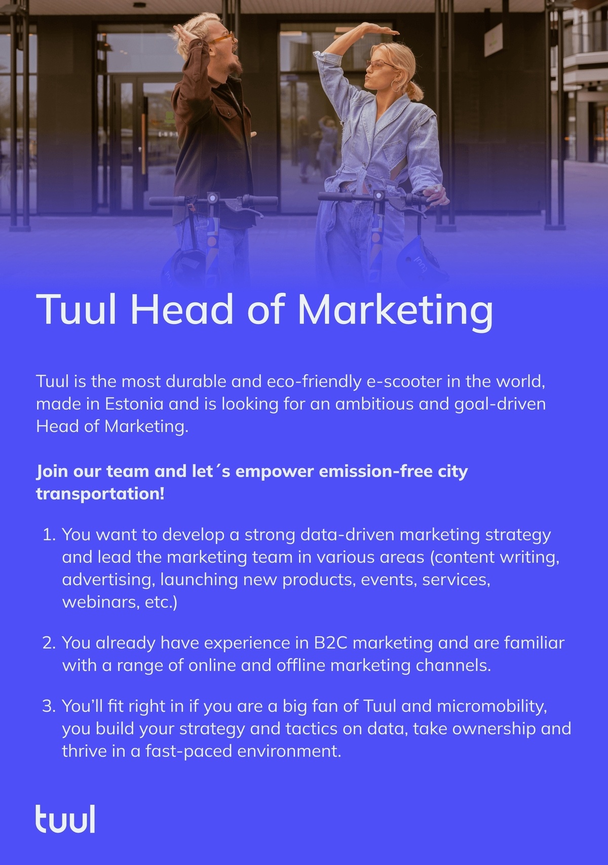 CV Keskus job ad Tuul Head of Marketing, 2023-07-07