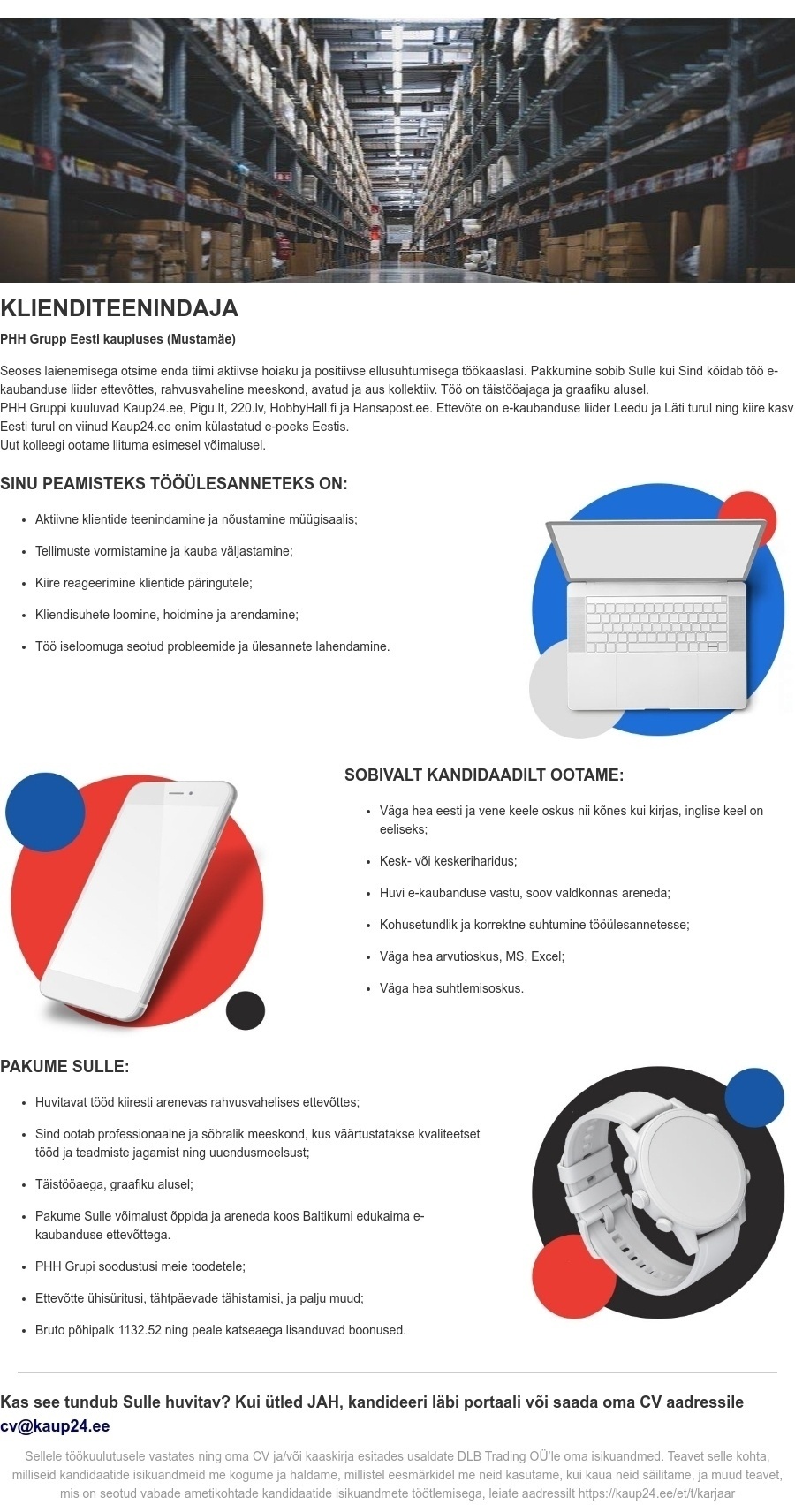 DLB Trading OÜ Klienditeenindaja (Mustamäe Kaup24/Hansapost)