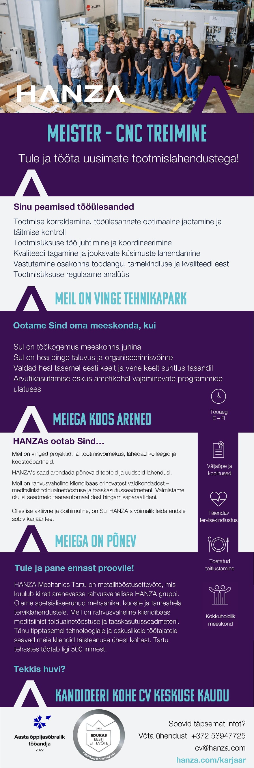 HANZA Mechanics Tartu AS Meister (CNC treimine)