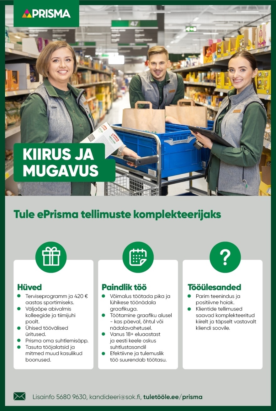 Prisma Peremarket AS EPrisma tellimuste komplekteerija Rocca al Mare ja Mustamäe Prismas