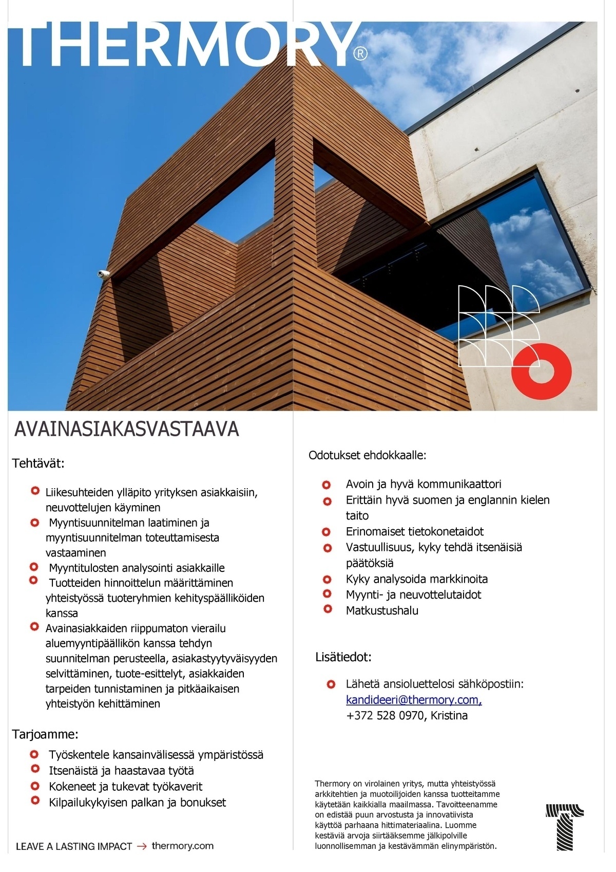 Thermory AS Avainasiakasvastaava