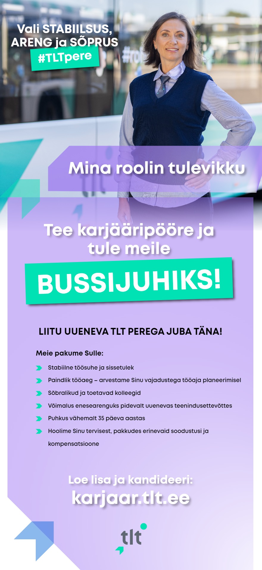 AS Tallinna Linnatransport Tee karjääripööre ja tule meile bussijuhiks!