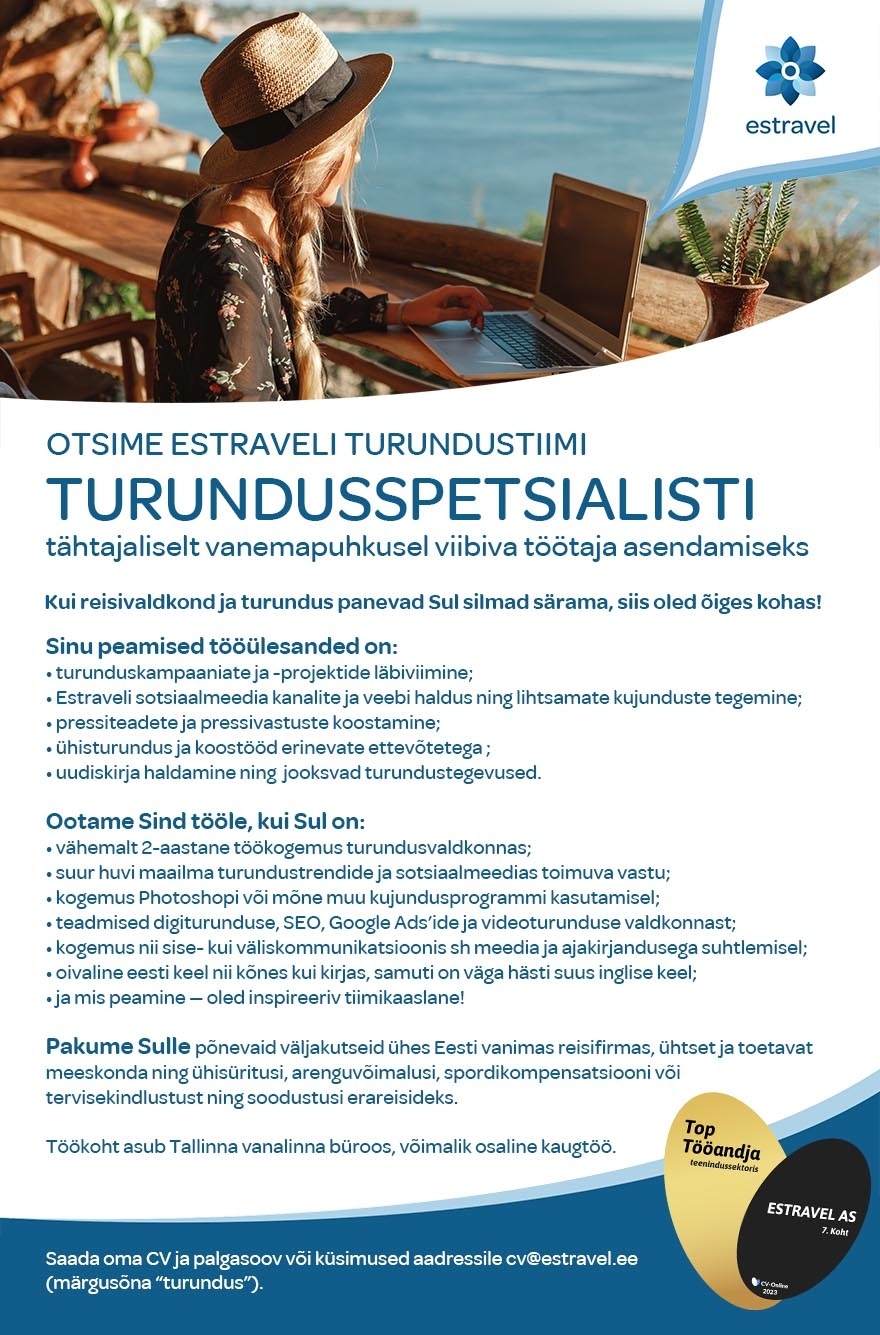 Estravel Group AS Turundusspetsialist