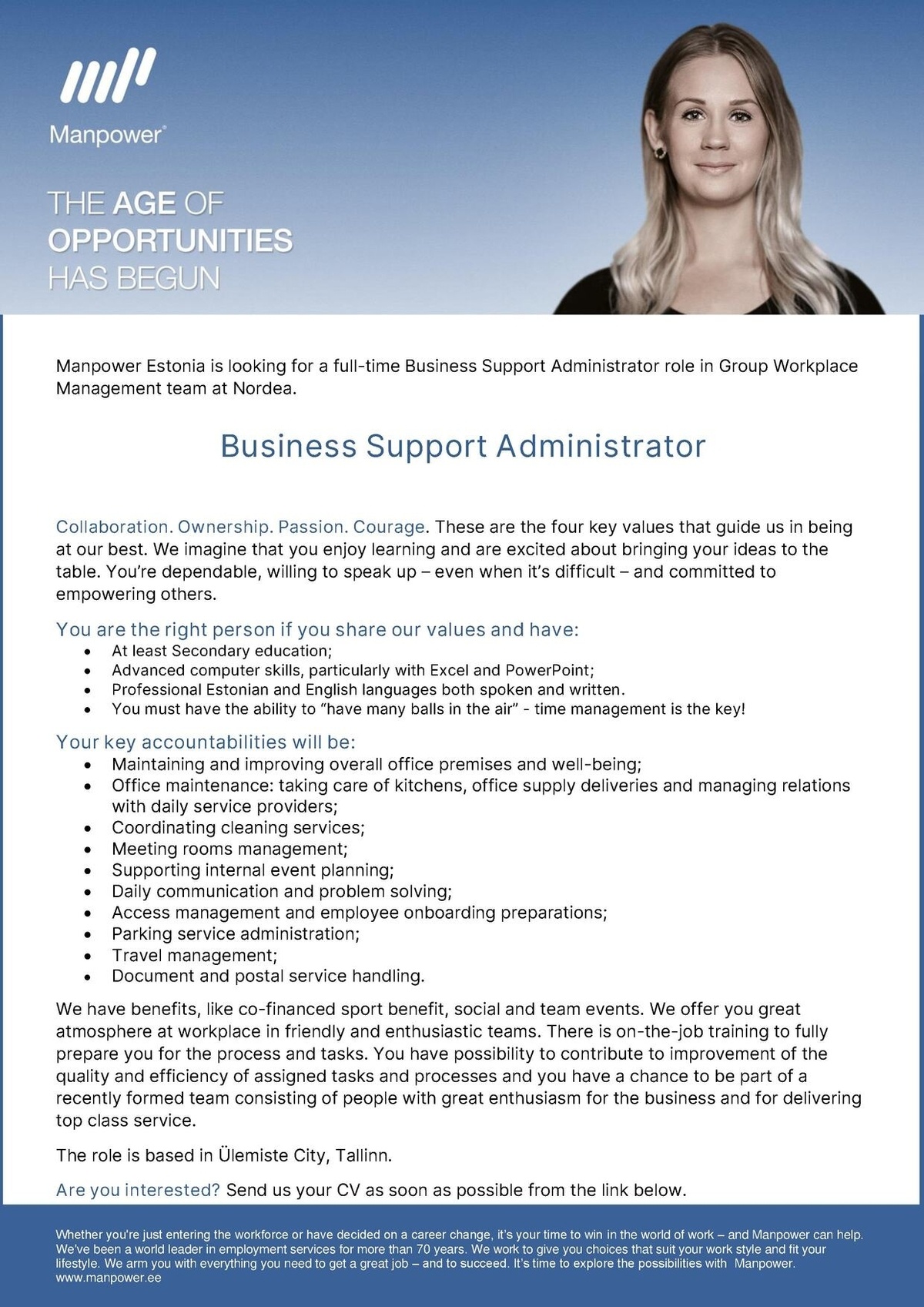 Manpower OÜ Business Support Administrator