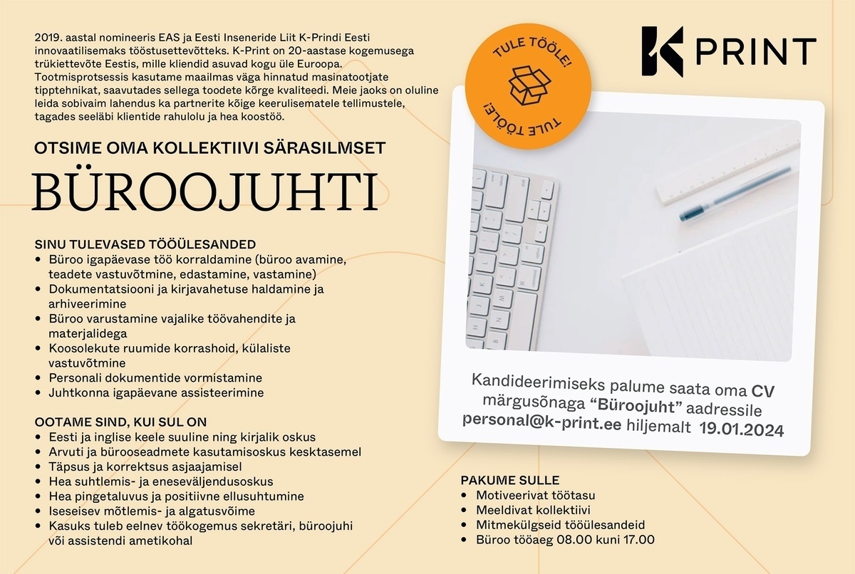 K-Print OÜ Büroojuht