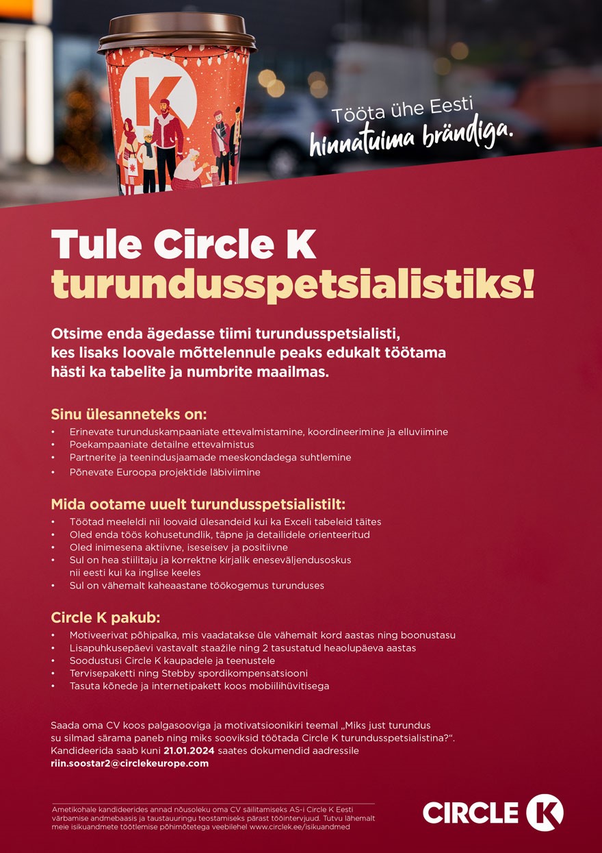 Circle K Eesti AS Turundusspetsialist