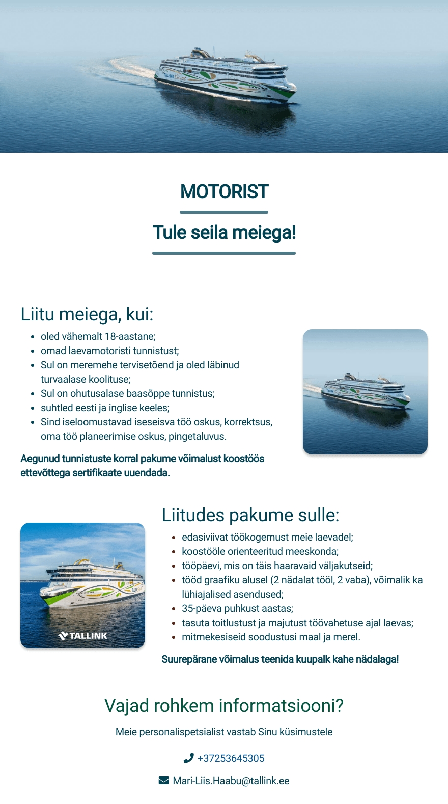 Tallink Grupp AS Motorist laevale
