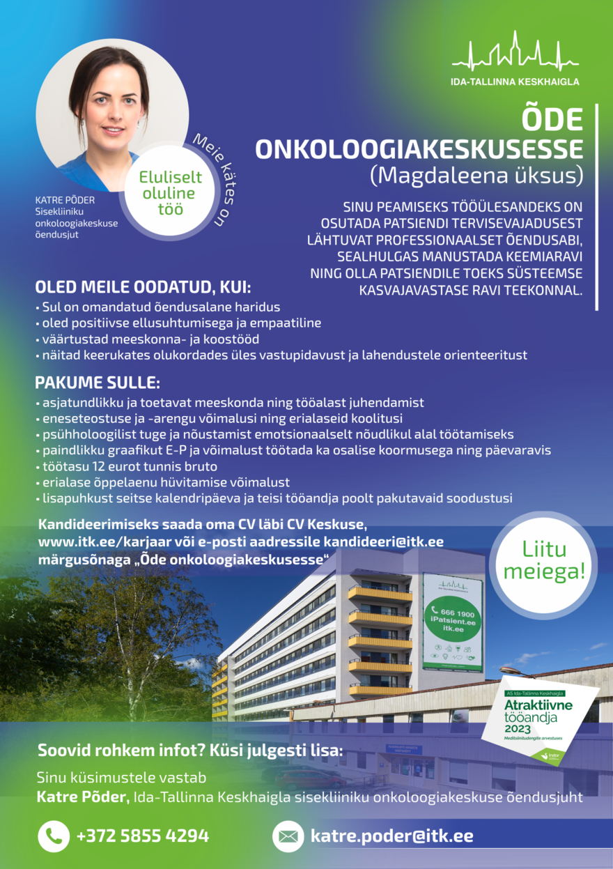 AS Ida-Tallinna Keskhaigla Õde onkoloogiakeskusesse