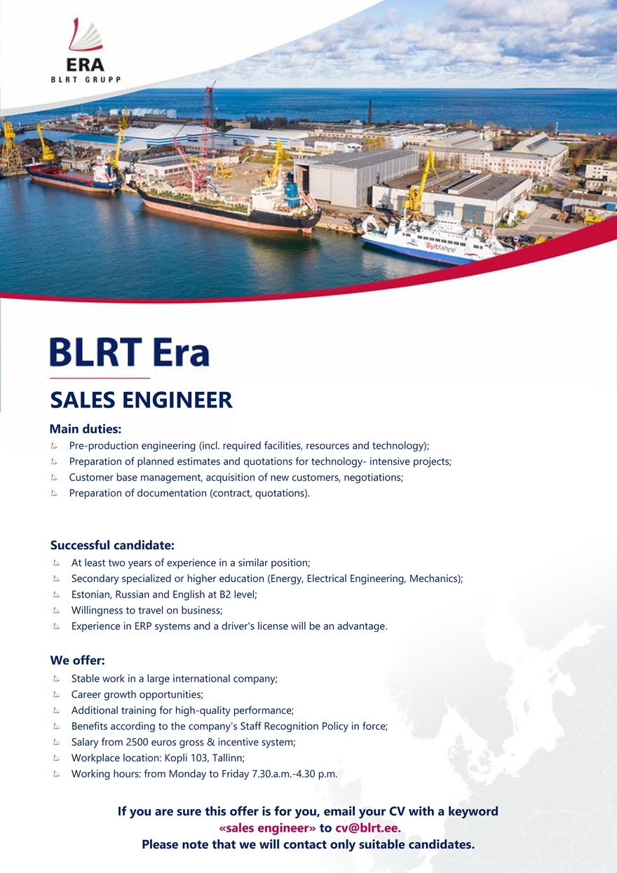 BLRT ERA Sales engineer